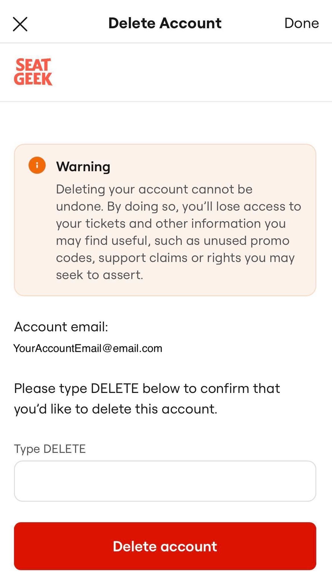 How do I close or delete my SeatGeek account? SeatGeek