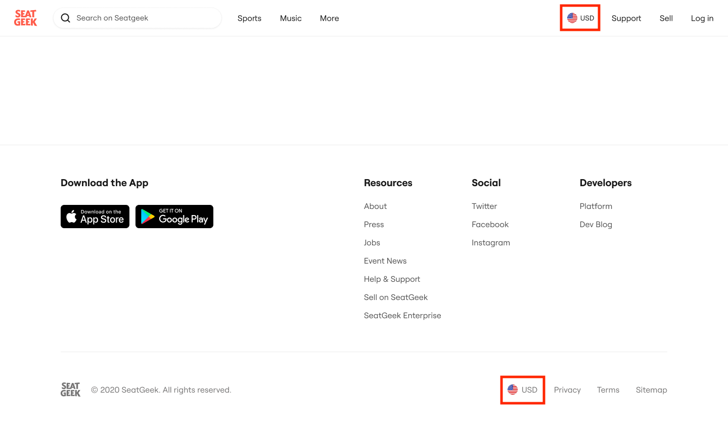 Website USD buttons