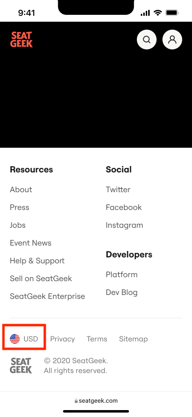 Mobile USD button