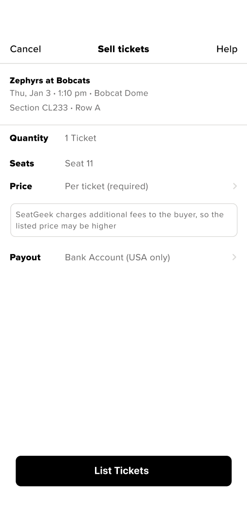 How do I sell tickets on SeatGeek with the MLB Ballpark App? SeatGeek