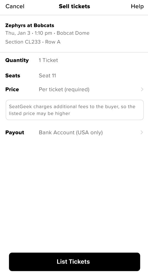 your listing settings and info