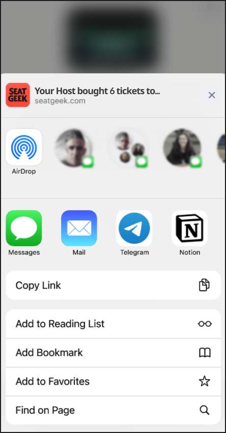 Link Sharing view