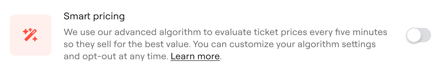 Desktop Smart Pricing toggle