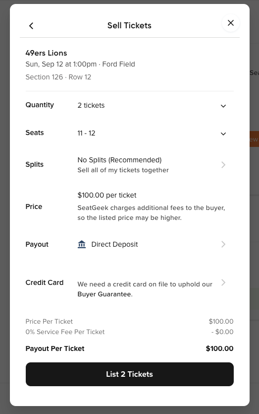 ticket listing view