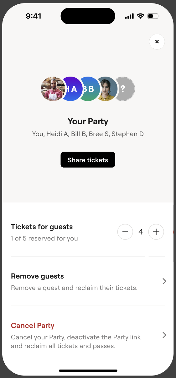 adjust reserved tickets