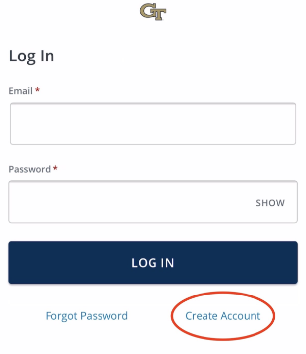 log in or sign up screen