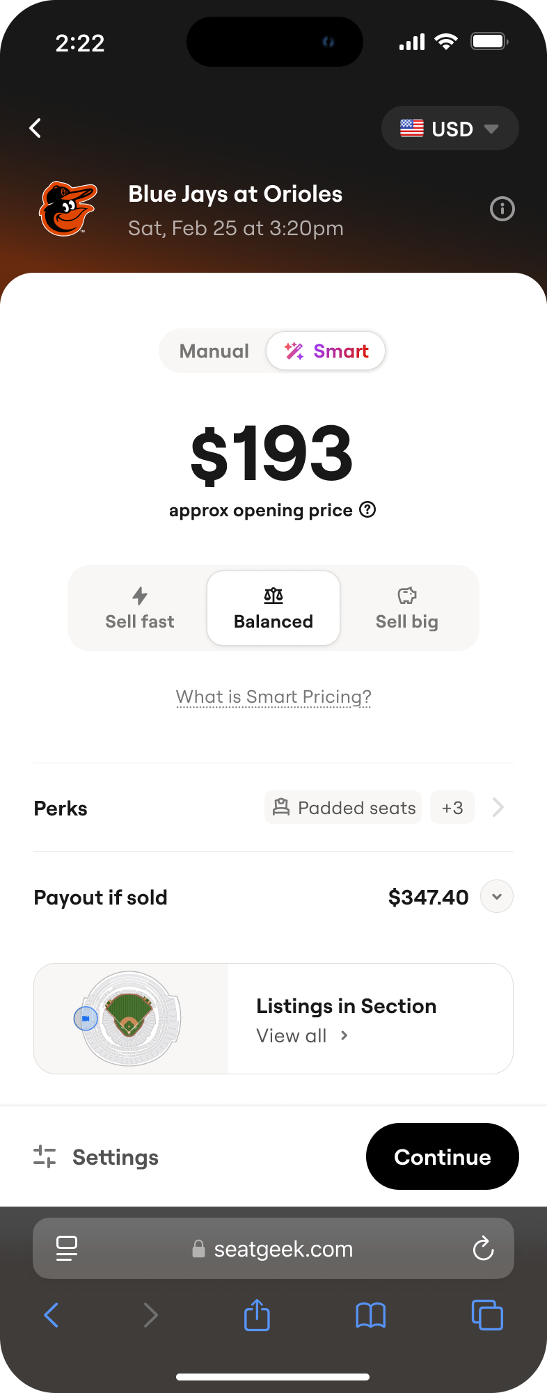 Smart Pricing main page
