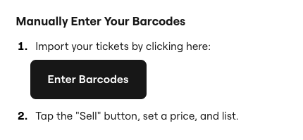 enter barcodes button