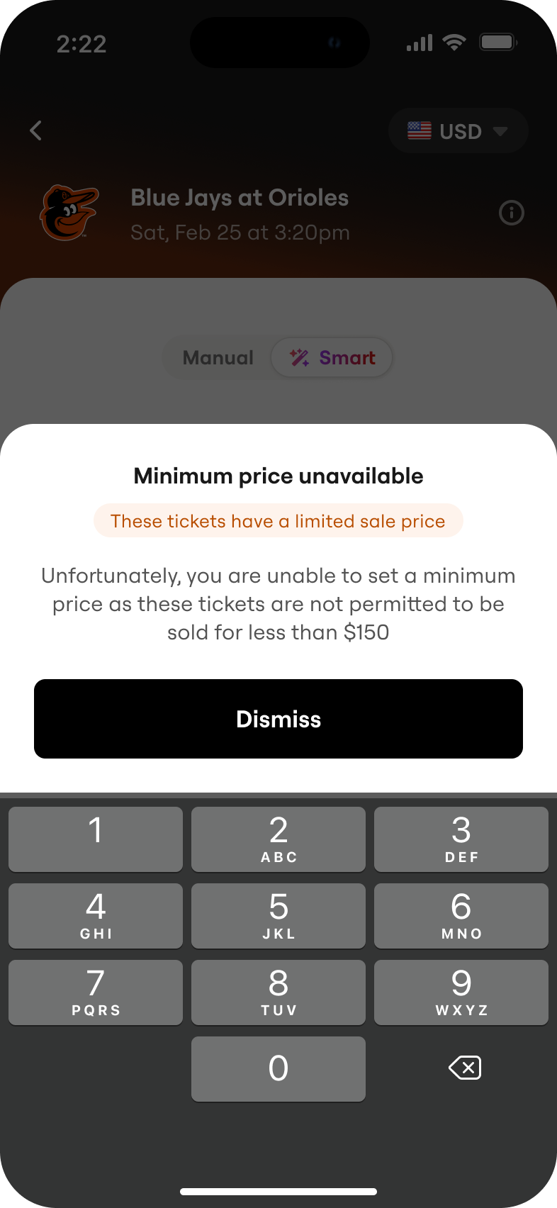 pre-existing price minimum