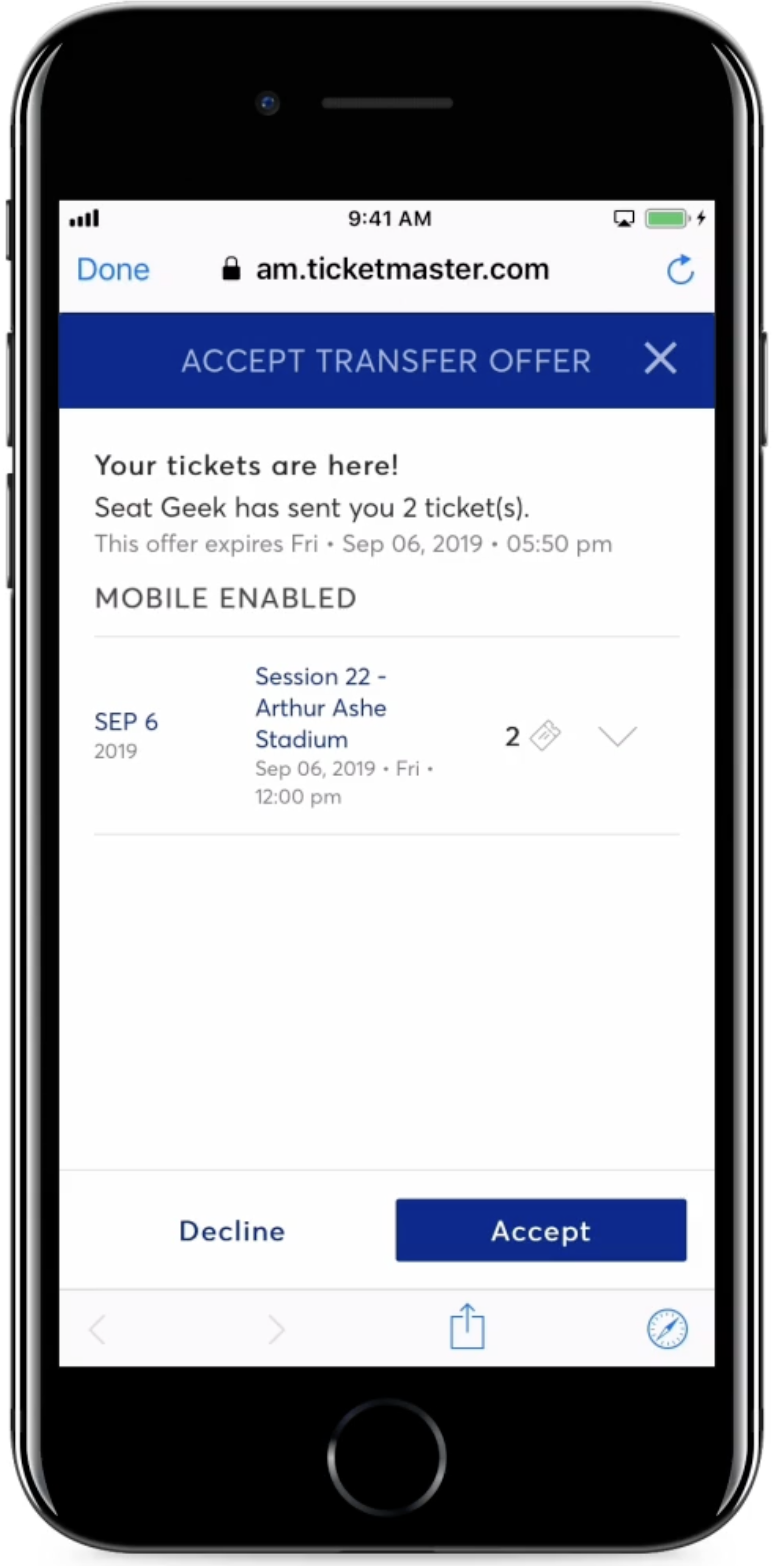 accept tickets