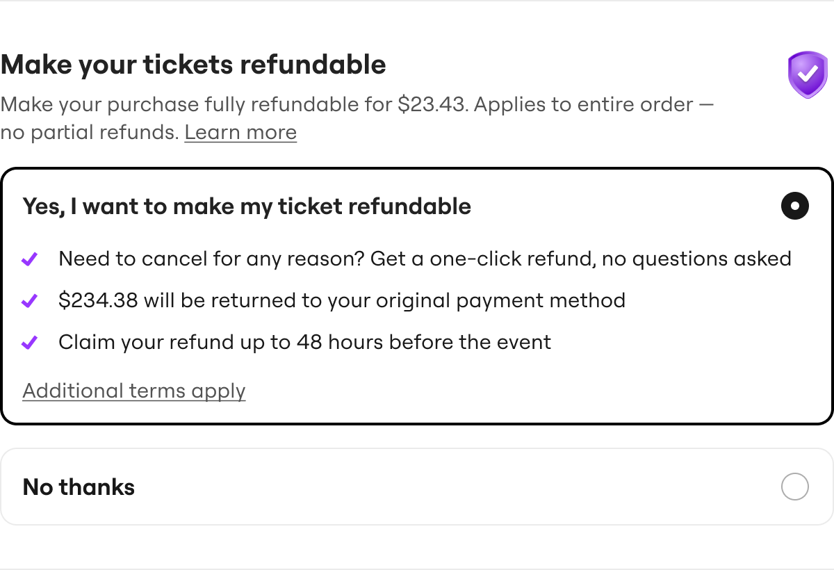 refundable ticket opt-in