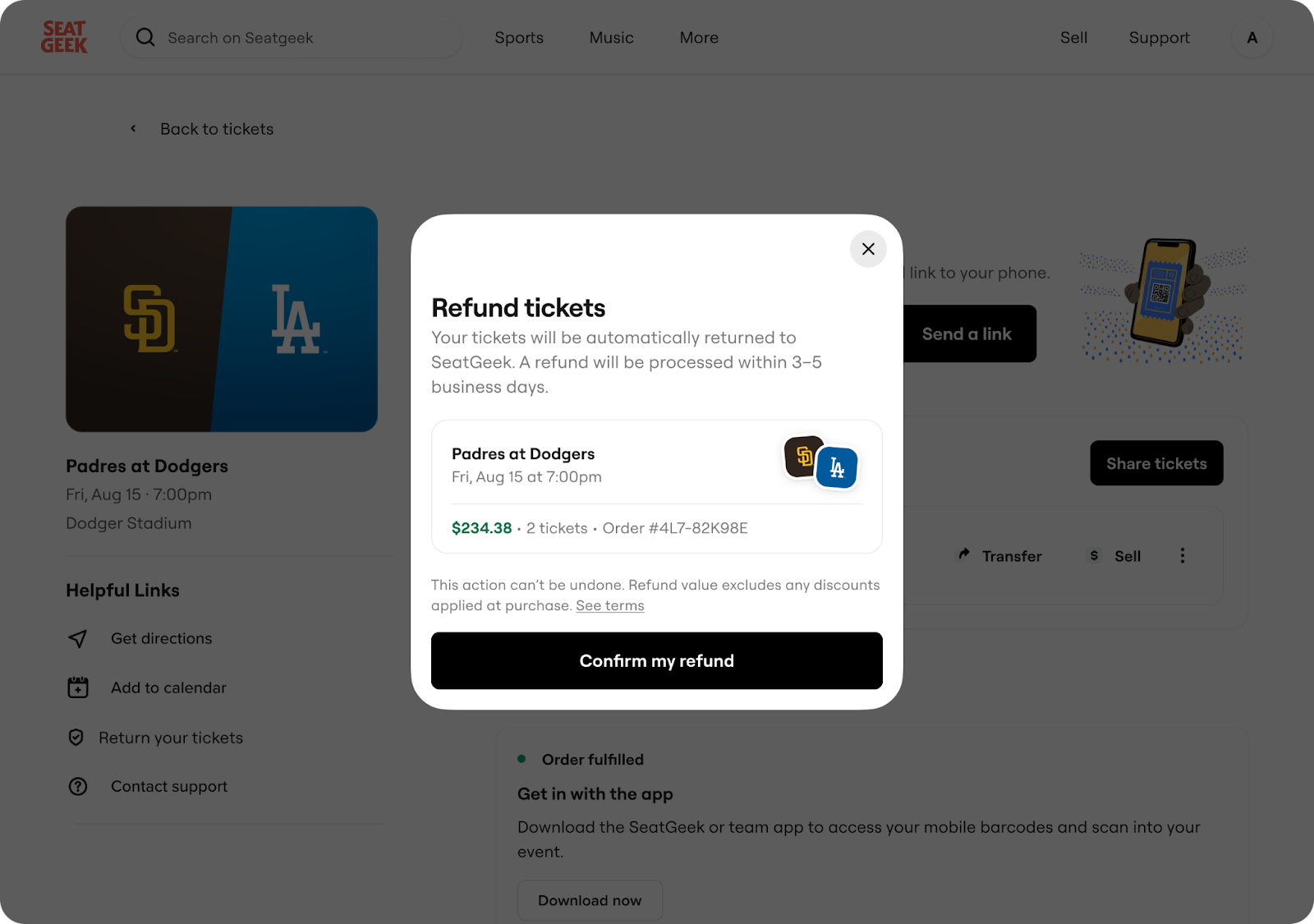 cancel and refund confirmation
