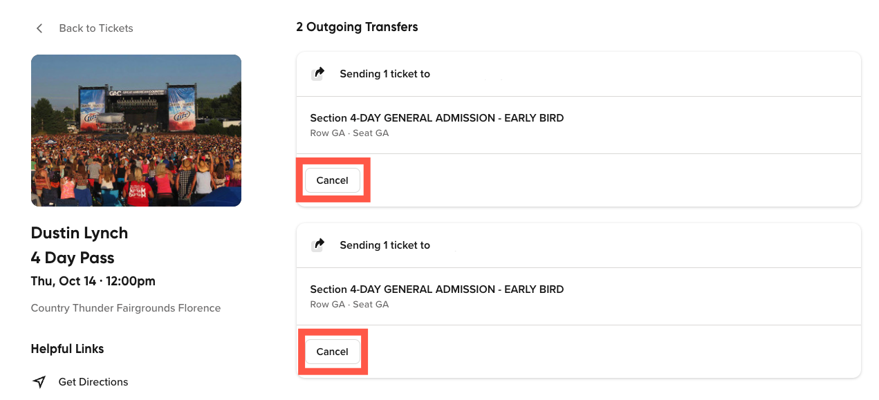 Cancel transfer multi-view