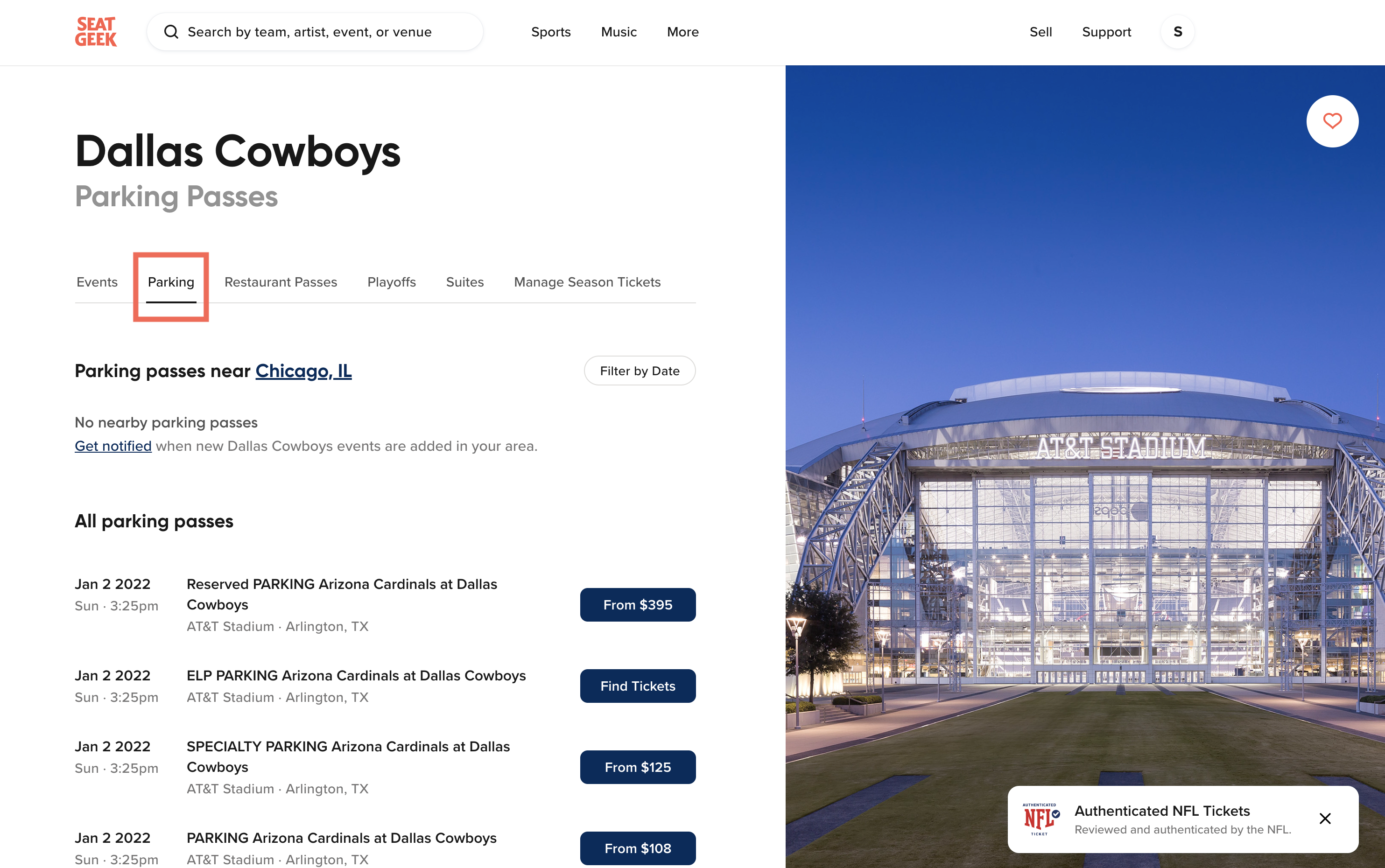 Arizona Cardinals vs Dallas Cowboys Parking Passes - tickets - by