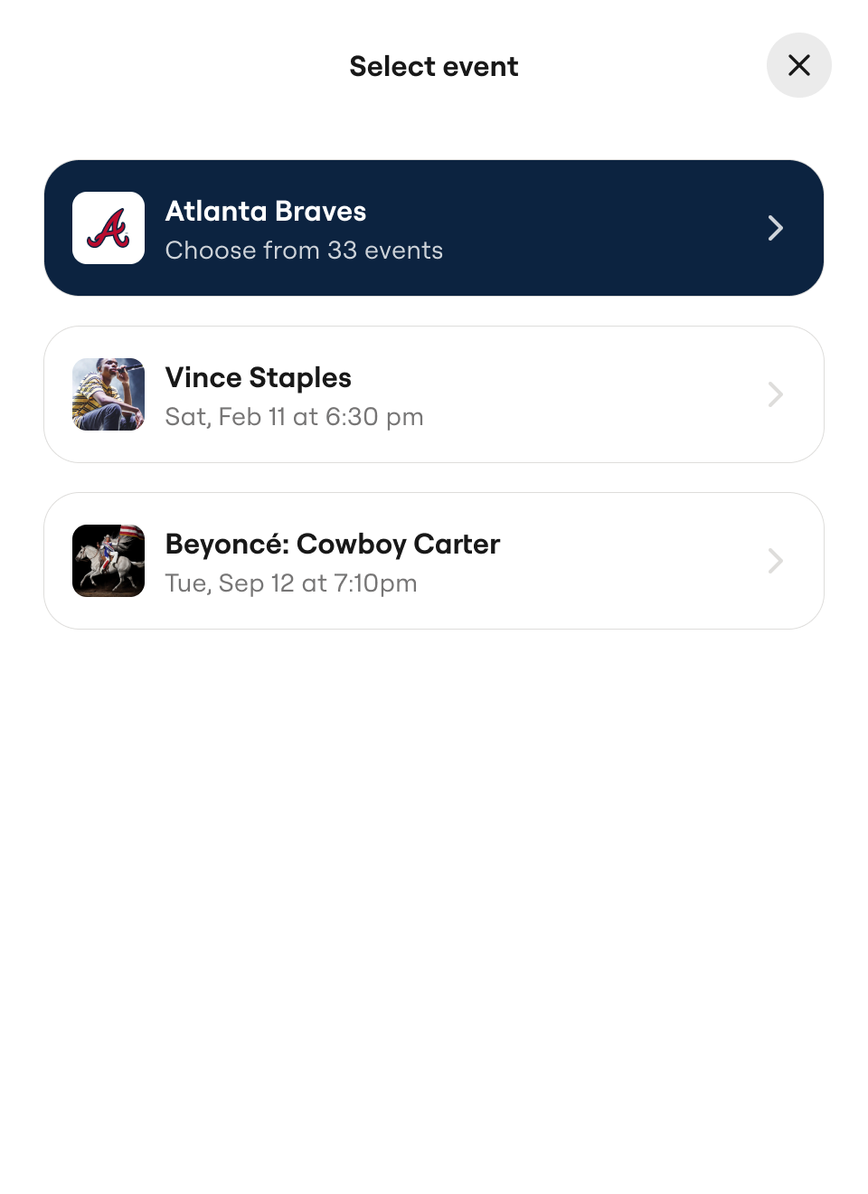 selecting ticket package
