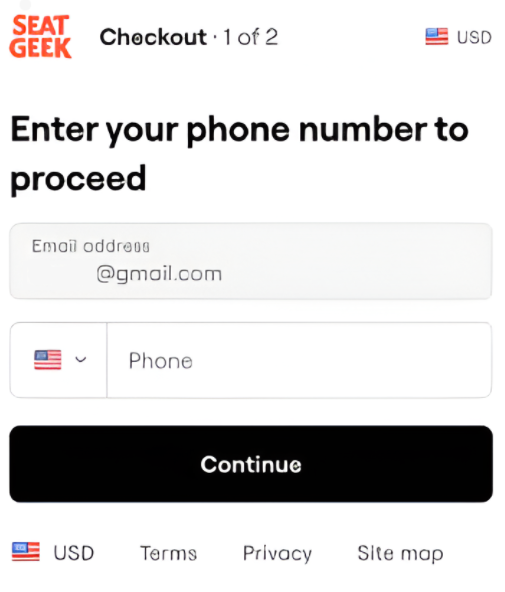 Enter phone screen