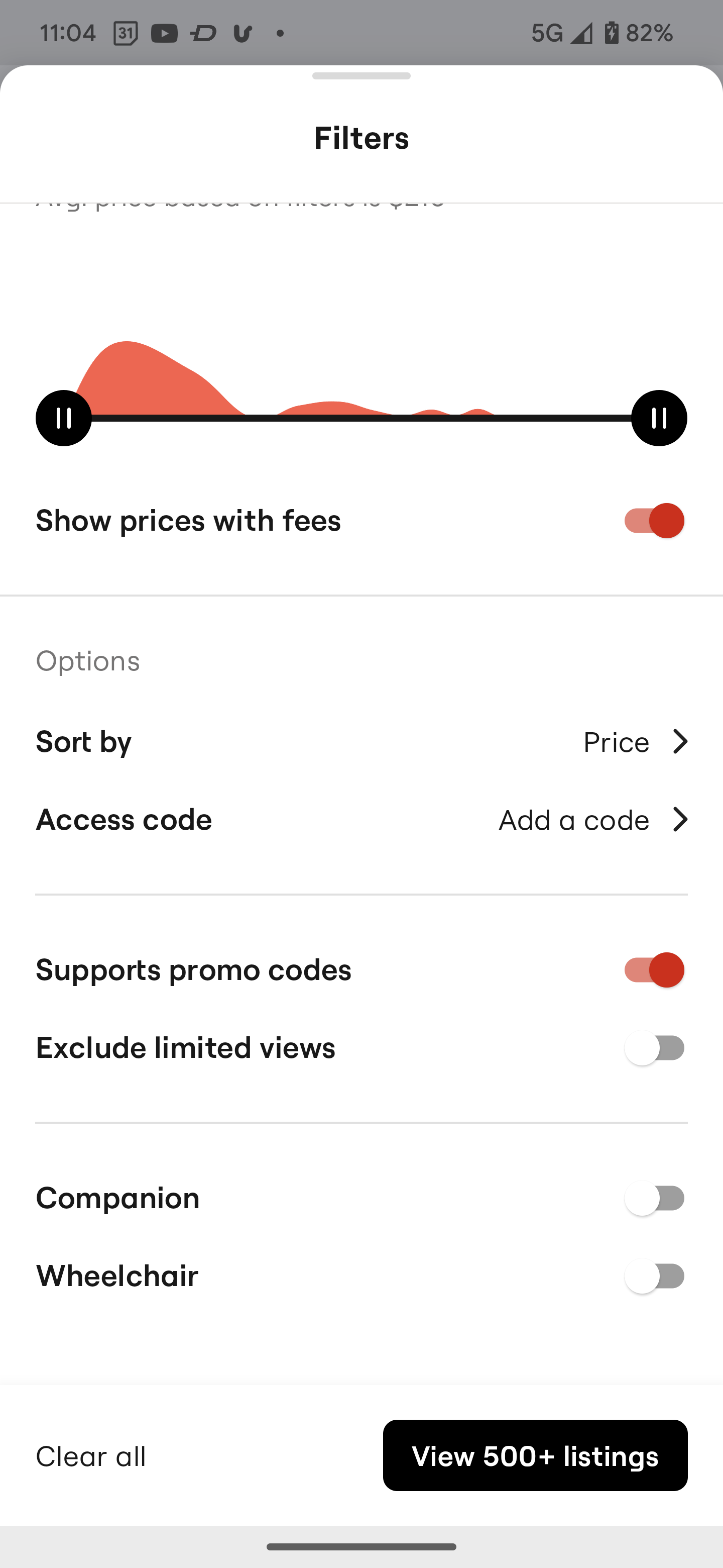 additional filters screen - part 2